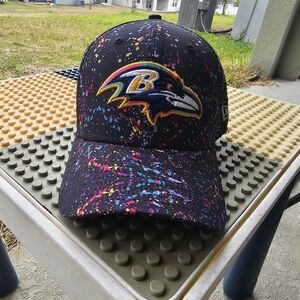 Stretch Fit M/L Hat - NFL Ravens 'Intercept Cancer' Paint Splatter Cap